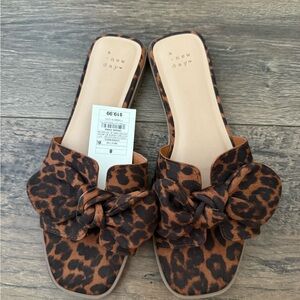 A New Day Brown Mules with Square-Toe Design